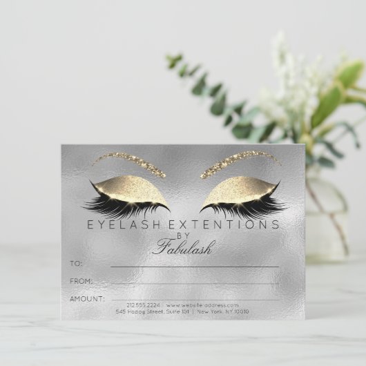 Silver Lashes Extension Makeup Certificate Cadeaus (Staand voorkant)