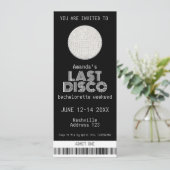 Silver Last Disco Bachelorette Weekend Ticket Kaart (Staand voorkant)