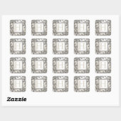 Silver Lattice Monogram Envelope Seal Vierkante Sticker (Vel)
