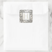Silver Lattice Monogram Envelope Seal Vierkante Sticker (Tas)