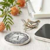 Silver Lattice Monogram Sleutelhanger (Zijkant)