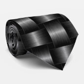 Silver Lattice Stropdas Black Grey (Opgerold)