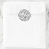 Silver Laurel Wreath en Diamond Envelope Seal Ronde Sticker (Tas)