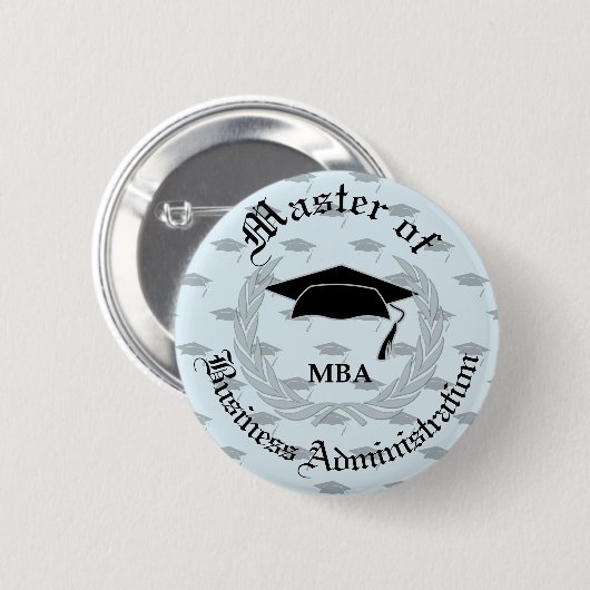 Silver Laurel Wreath MBA Afstuderen Ronde Button 5,7 Cm (Voorkant /achterkant)