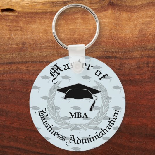 Silver Laurel Wreath MBA Afstuderen Sleutelhanger (Voorkant)