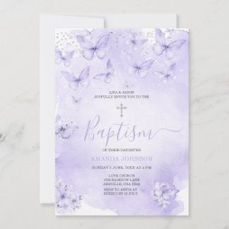 Silver Lavender Butterfly Baptism Purple Kaart