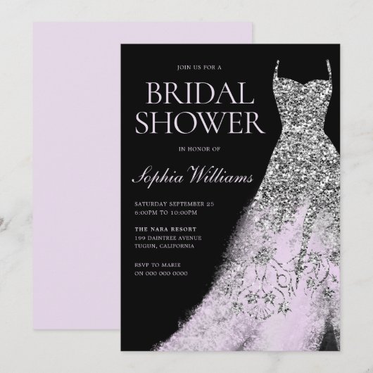 Silver & Lavender Dress Vrijgezellenfeest Kaart (Voorkant / Achterkant)