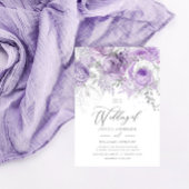 Silver & Lavender Enchanted Floral Wedding Kaart