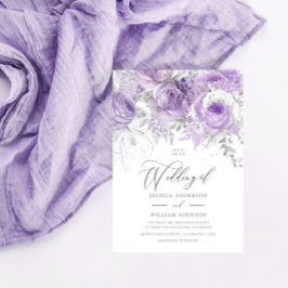 Silver & Lavender Enchanted Floral Wedding Kaart