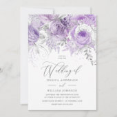 Silver & Lavender Enchanted Floral Wedding Kaart (Voorkant)