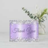 Silver Lavender Ombre 21st Birthday Hartelijk dank Folie Uitnodiging Briefkaart (Staand Voorkant)