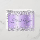 Silver Lavender Ombre 21st Birthday Hartelijk dank Folie Uitnodiging Briefkaart (Voorkant / Achterkant)