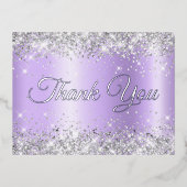 Silver Lavender Ombre 21st Birthday Hartelijk dank Folie Uitnodiging Briefkaart (Voorkant)