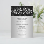 Silver Leaf Border Bridal Shower Invitation Kaart (Staand voorkant)