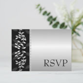 Silver Leaf Border RSVP Card (Staand voorkant)