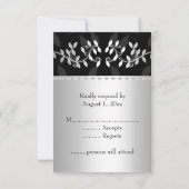 Silver Leaf Border RSVP Card (Achterkant)