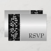 Silver Leaf Border RSVP Card (Voorkant / Achterkant)