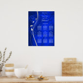 Silver Leaf Bright Blue Wedding Seating Chart Poster (Keuken)