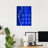 Silver Leaf Bright Blue Wedding Seating Chart Poster (Thuiskantoor)