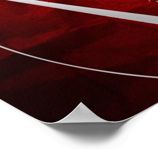 Silver Leaf Deep Red Wedding Seding Chart Poster (Hoek)