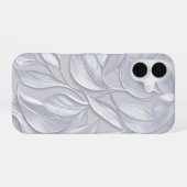 Silver Leaf Elegant Pattern iPhone 16 Hoesje (Achterkant horizontaal)