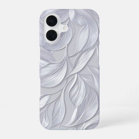 Silver Leaf Elegant Pattern iPhone 16 Hoesje (Achterkant)