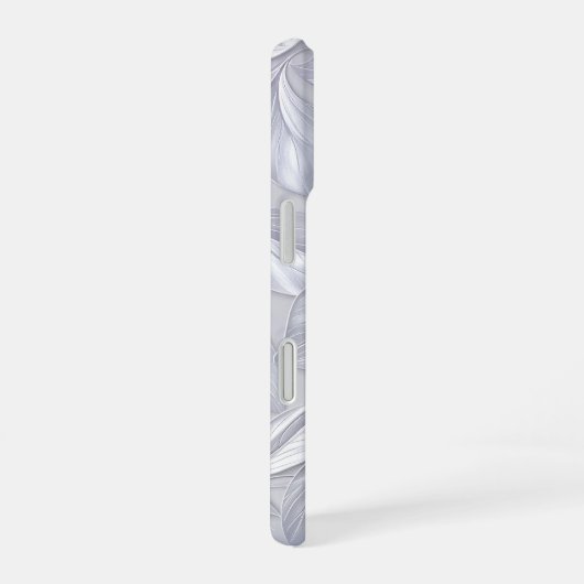 Silver Leaf Elegant Pattern iPhone 16 Hoesje (Rechterkant)
