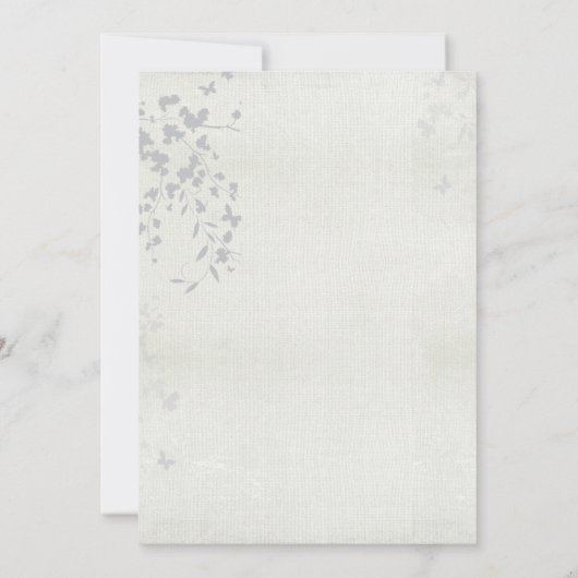 Silver Leaf en Butterfly Invitation Kaart (Achterkant)