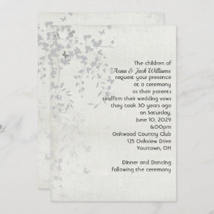 Silver Leaf en Butterfly Invitation Kaart