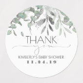 Silver Leaf Greenery Baby shower Waterdicht Labels (Design 2)