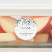 Silver Leaf Greenery Baby shower Waterdicht Labels (Aangebracht)