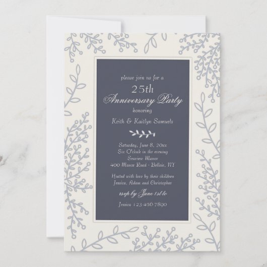 Silver Leaf Invitation Kaart (Voorkant)