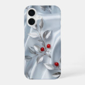 Silver Leaf Red Berry Silk iPhone 16 Hoesje (Achterkant)