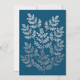 Silver Leaf Sprig Flat-kaart Feestdagenkaart