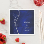 Silver Leaf Swirl Blue Wedding Napkins Servet (Insitu)