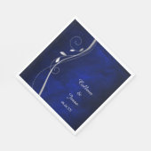 Silver Leaf Swirl Blue Wedding Napkins Servet (Hoek)