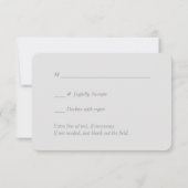 Silver Leaf Swirl Bord Grey Wedding RSVP Kaart (Achterkant)