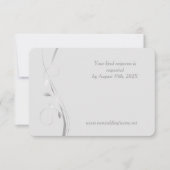 Silver Leaf Swirl Bord Grey Wedding RSVP Kaart (Voorkant)