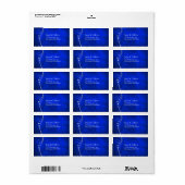Silver Leaf Swirl Bright Blue Wedding Return Label (Full Sheet)