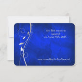 Silver Leaf Swirl Bright Blue Wedding RSVP Kaart (Voorkant)