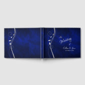Silver Leaf Swirl Deep Blue Weddenschap Book Gastenboek (Volledig)