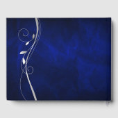 Silver Leaf Swirl Deep Blue Weddenschap Book Gastenboek (Achterkant)