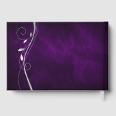 Silver Leaf Swirl Deep Paars Wedding Gastenboek (Achterkant)