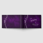 Silver Leaf Swirl Deep Paars Wedding Gastenboek (Volledig)