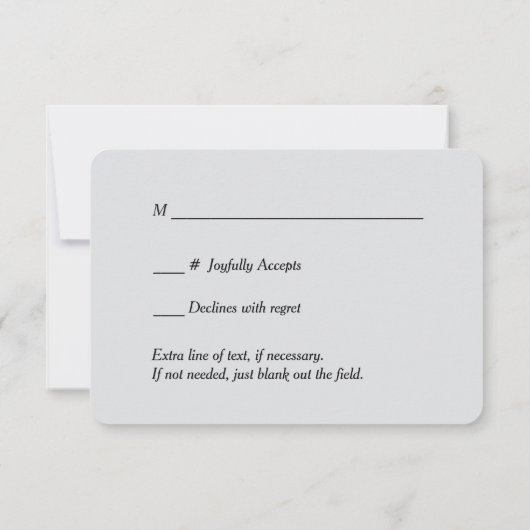 Silver Leaf Swirl Elegant Black Wedding RSVP-kaart RSVP Kaartje (Achterkant)