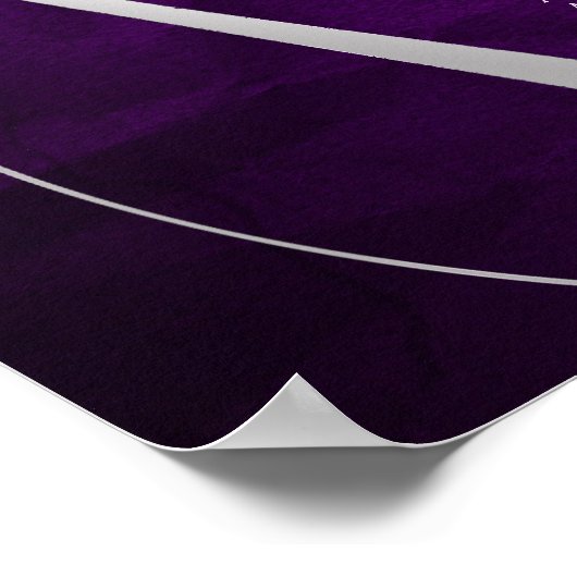 Silver Leaf Swirl Paars Wedding Seding Chart Poster (Hoek)