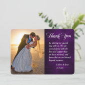 Silver Leaf Swirl Paarse Foto Weddenschap Hartelij Bedankkaart (Staand voorkant)