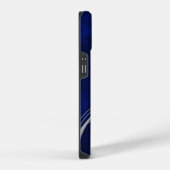 Silver Leaf Swirl Royal Blue Monogram iPhone Hoesje (Rechterkant)