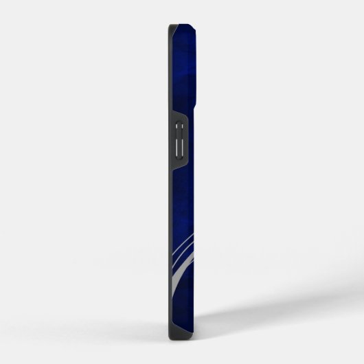 Silver Leaf Swirl Royal Blue Monogram iPhone Hoesje (Rechterkant)