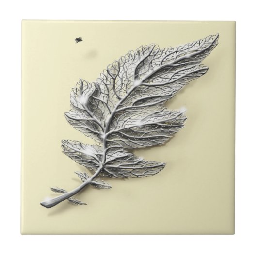 Silver Leaf Tile Tegeltje (Voorkant)